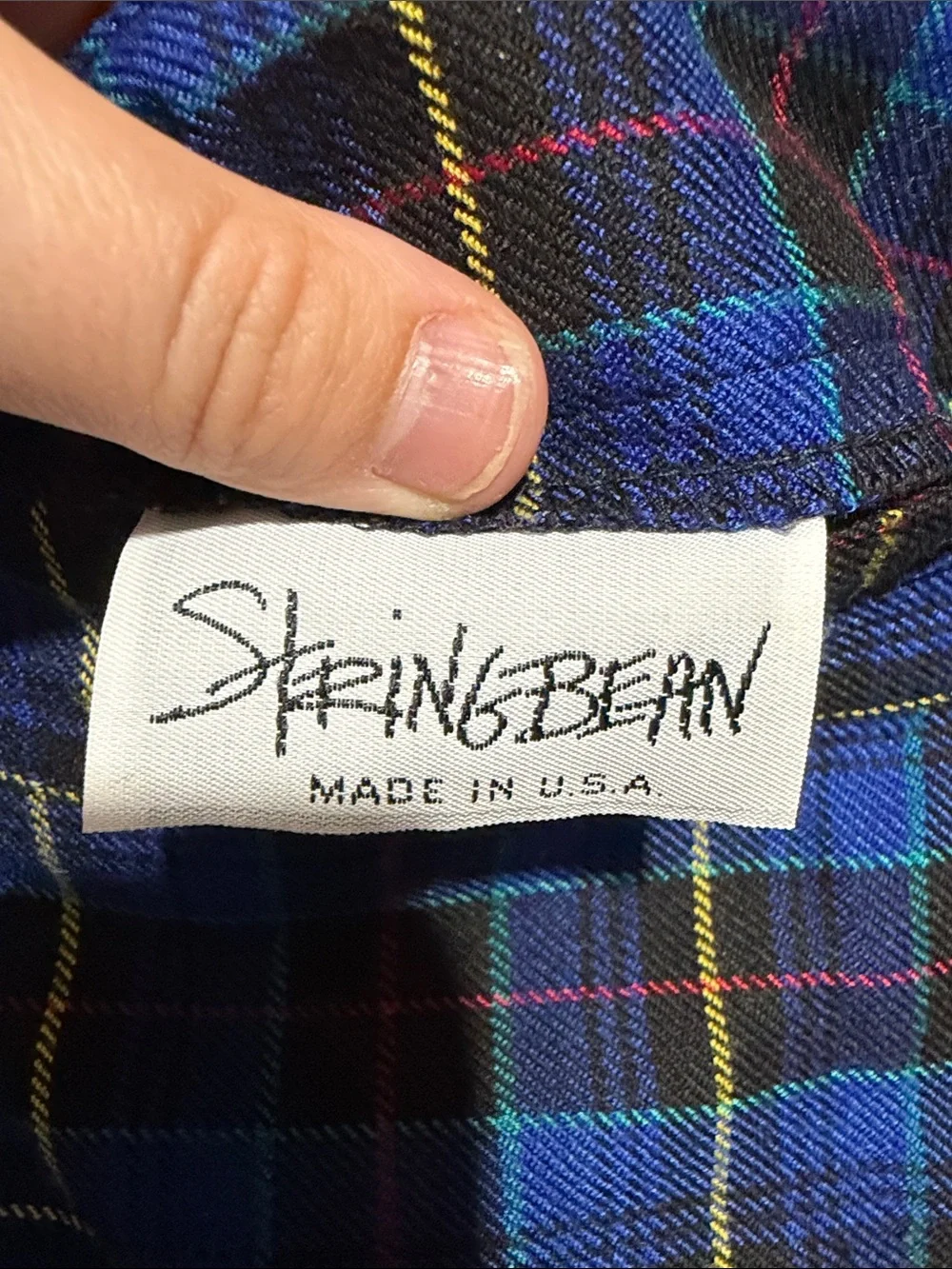 Vintage String Bean Blue Tartan Pleated Skater Mini Skirt